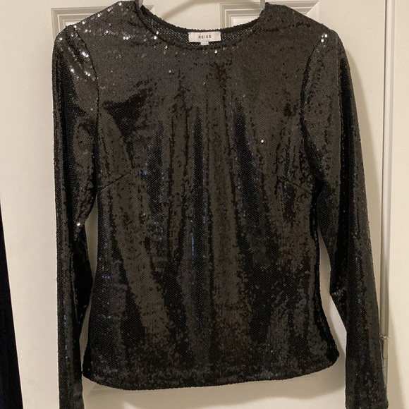 Reiss Julianne Black Sequin Top - Picture 7 of 11